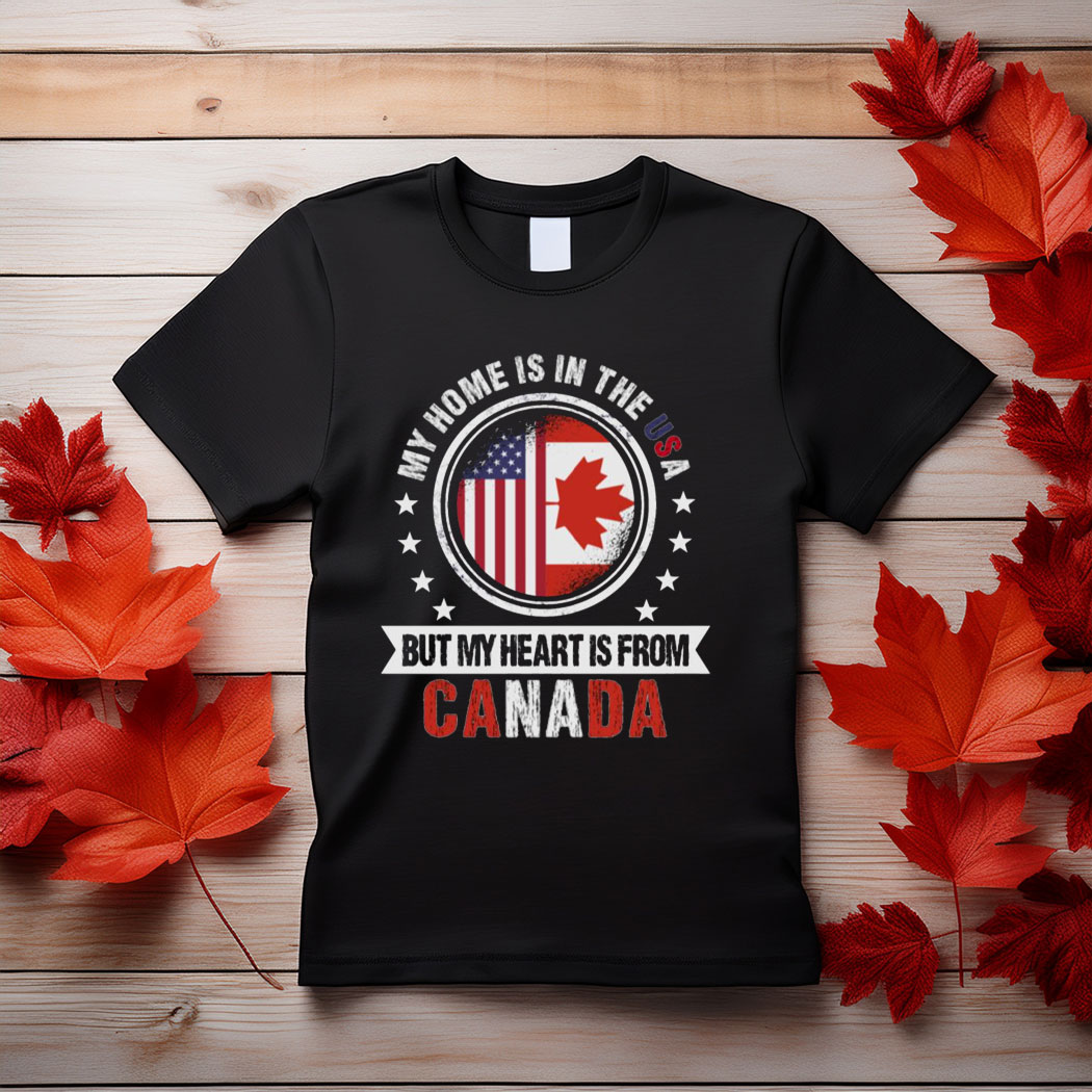 American Canadian Flag Heart from Canada Patriot on Men's T-Shirt