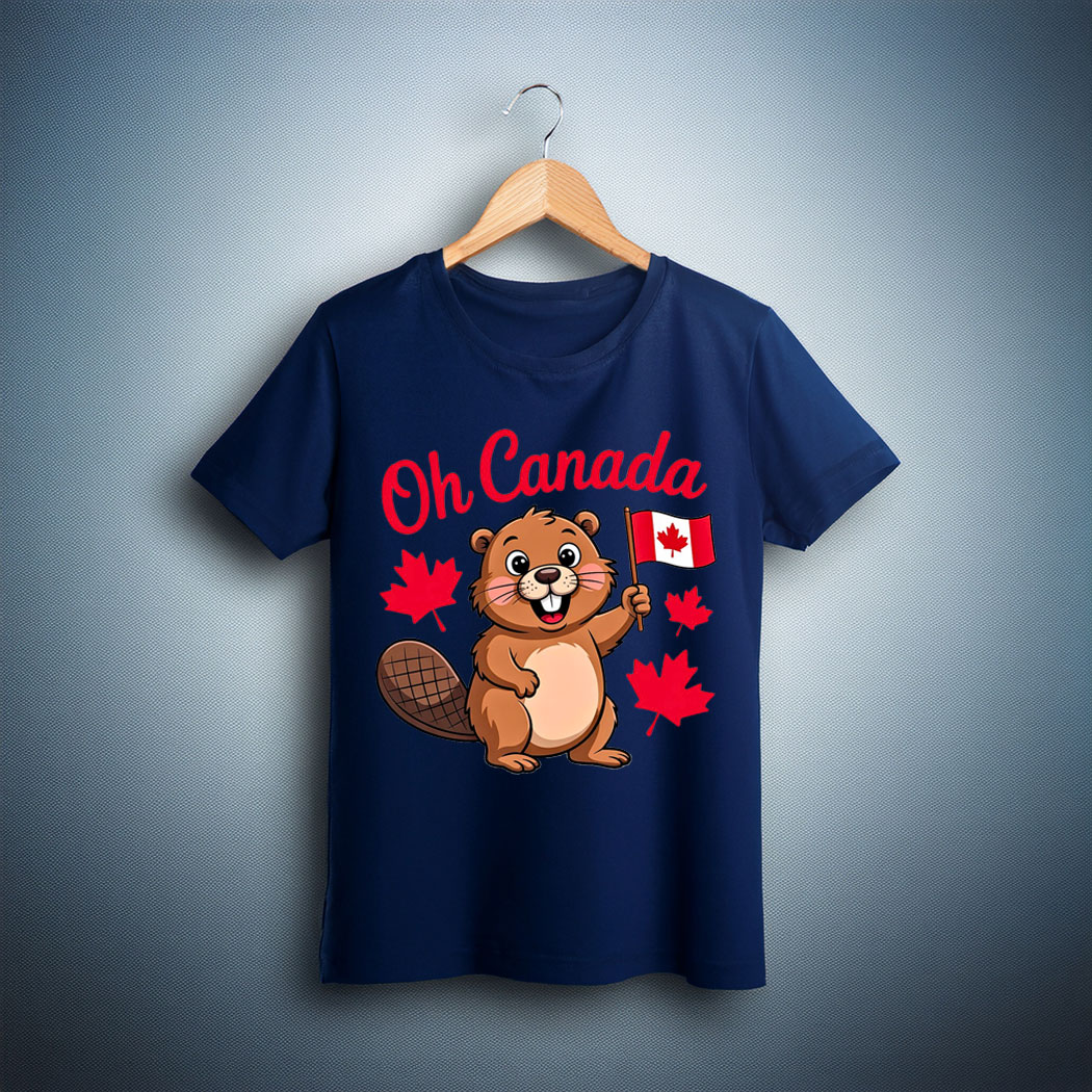 Oh Canada Day Funny Beaver Humor Canadian Wildlife Maple T-Shirt