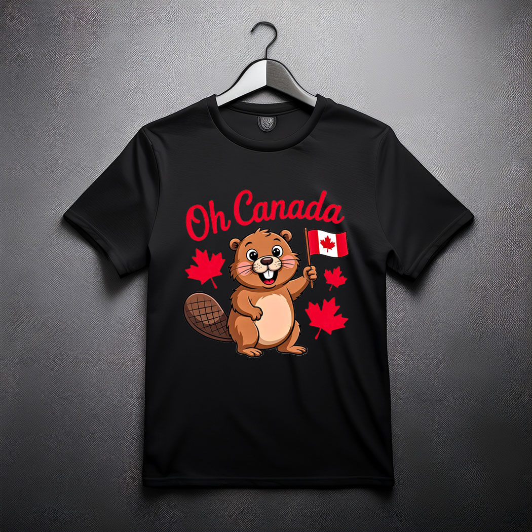 Oh Canada Day Funny Beaver Humor Canadian Wildlife Maple T-Shirt