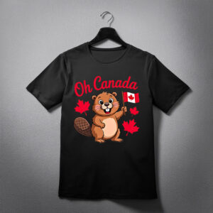 Oh Canada Day Funny Beaver Humor Canadian Wildlife Maple T-Shirt