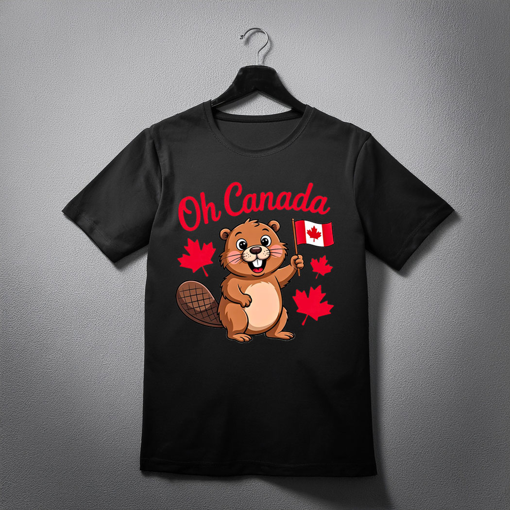 Oh Canada Day Funny Beaver Humor Canadian Wildlife Maple T-Shirt
