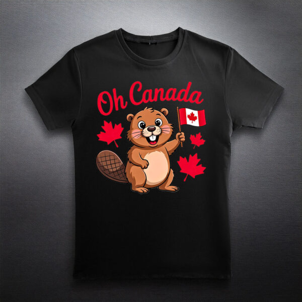 Oh Canada Day Funny Beaver Humor Canadian Wildlife Maple T-Shirt