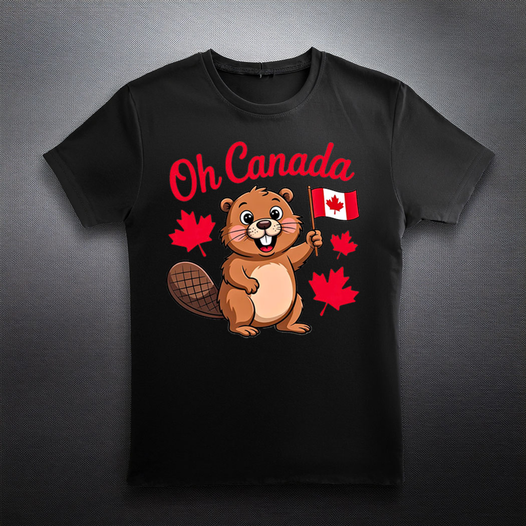 Oh Canada Day Funny Beaver Humor Canadian Wildlife Maple T-Shirt