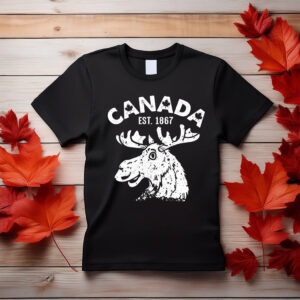 Vintage Canada Flag Moose - Cool Maple Leaf on Unisex Tri-Blend T-Shirt