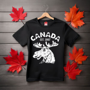 Vintage Canada Flag Moose - Cool Maple Leaf on Unisex Tri-Blend T-Shirt