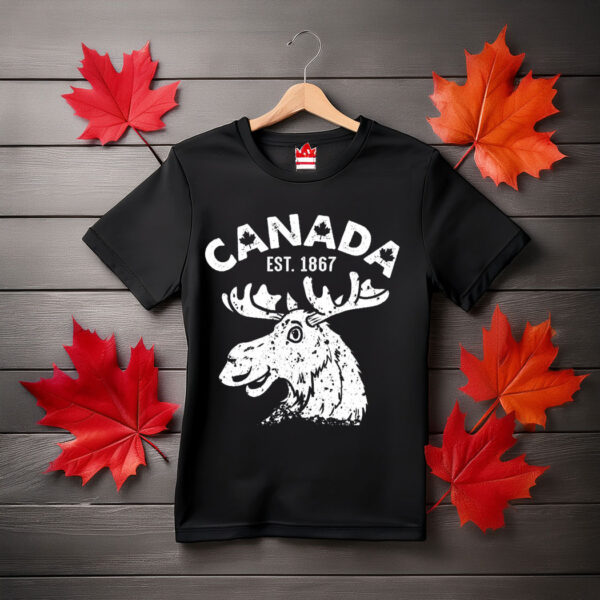 Vintage Canada Flag Moose - Cool Maple Leaf on Unisex Tri-Blend T-Shirt